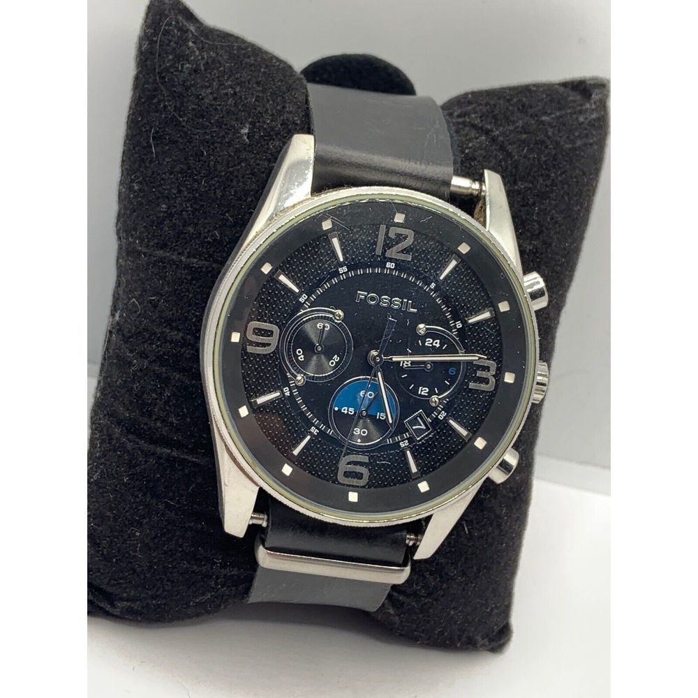 Fossil FS4387 Women's Black Leather Analog Black Dial Quartz Genuine Watch RU258